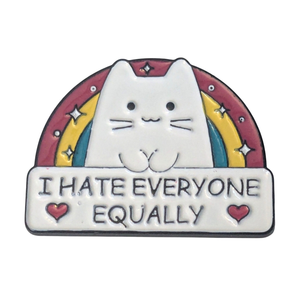 "I Hate Everyone" Cute Cat Enamel Pin